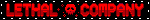 black blinkie with the text 'lethal company'. the text is red and inbetween the words is a red skull.