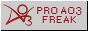 button with red flashing text that says 'pro ao3 freak'. on the left is the ao3 logo.