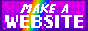 purple sparkly button with the text 'make a website'. the tect is white and in the background there is a vertical rainbow.