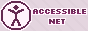 button for the accessible net webring, with a purple background and a stick figure in a purple circle on the left of the text.